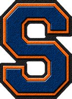 Presentation Alphabets Royal Blue Orange Varsity Letter S