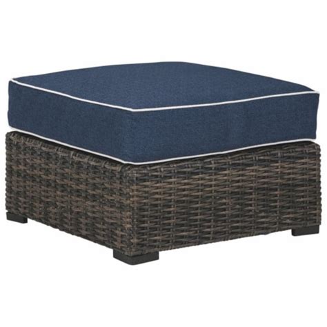 Bowery Hill Contemporary Patio Ottoman In Brown And Blue Kroger