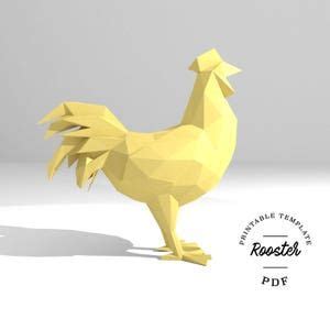 Rooster Printable Papercraft Template Diy Paper Pet Rooster