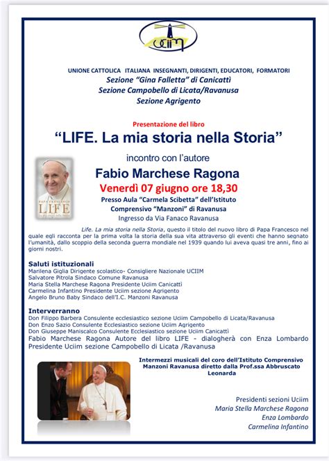 Canicatti Web Notizie Presentazione Del Libro LIFE La Mia Storia