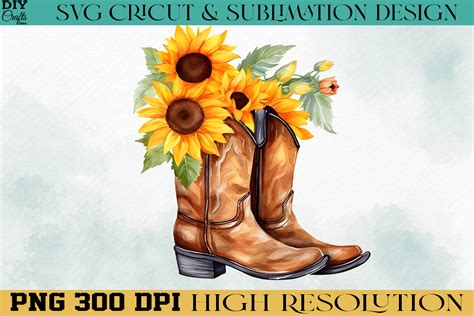 Western Boot Sunflower PNG Sublimation Graphic By Diy Crafts Ideas