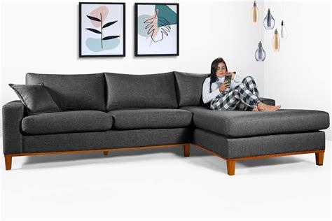 Cupom Ofertas Sofá California 4 Lugares Living Chaise Linho Lado