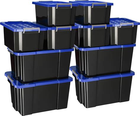 V12 Heavy Duty Storage Bins With Latching Lids Stackable Plastic Tough