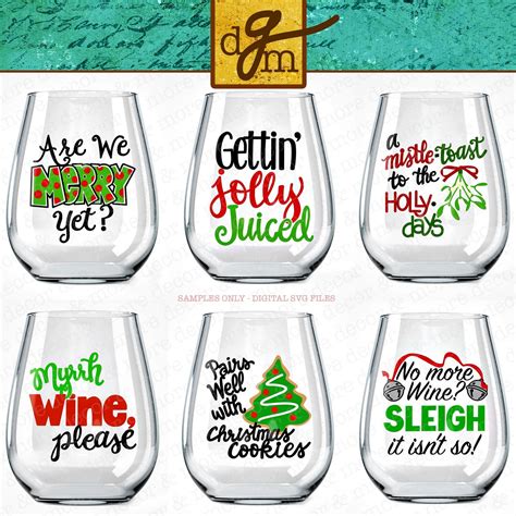 Christmas Wine Glass Svg Bundle Funny Christmas Wine Glass Etsy