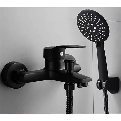 Black Hot And Cold Water Shower Set Stainless Steel Bathroom Faucet With Shower Tap Valve Heater