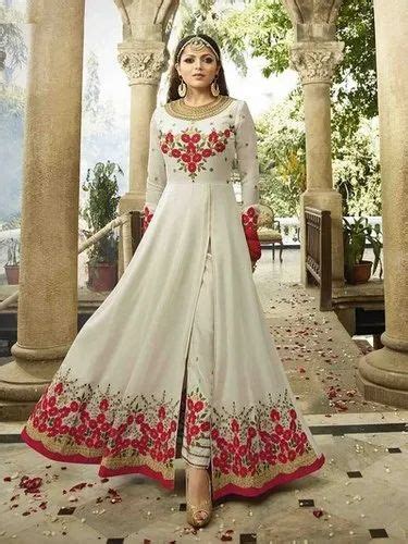 Semi Stitched Tripta Faux Georgette Embroidery Semi Stitched Suit Set