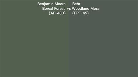 Benjamin Moore Boreal Forest AF 480 Vs Behr Woodland Moss PPF 45