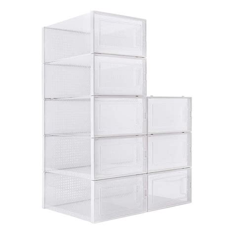 Amucolo 8 Pair Clear Foldable Stackable Storage Plastic Shoe Boxes Uhom