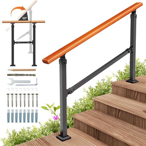 UOKRR 4 Step Handrails for Outdoor Steps, Indoor Stairs Railing Mild