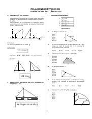 Relaciones métricas en triángulos rectángulos doc RELACIONES MÉTRICAS