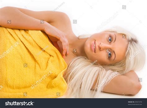 Beautiful Naked Girl Yellow Towel Stock Photo Shutterstock