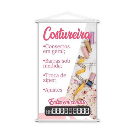 Banner Costureira Entre Em Contato Costura Lona X Cm Banner