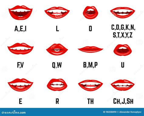 Lips Sound Pronunciation Chart Stock Vector Illustration Of Lesson