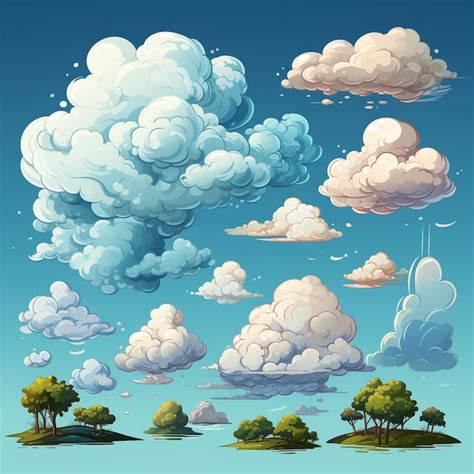 Premium Ai Image Vector Cartoon Clouds Collection