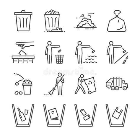 Modern Vector Line Icon Of Waste Sorting Recycling Garbage Collection