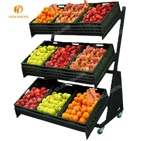 Heda Pr Sentoir Mobile Pour Fruits Et L Gumes Tag Res De Supermarch