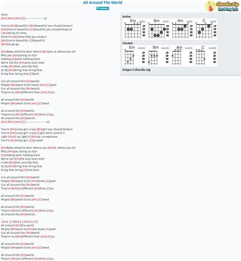 Chord: All Around The World - Justin Bieber - tab, song lyric, sheet, guitar, ukulele | chords.vip