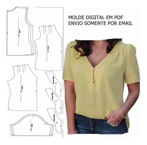 Molde Modelagem Blusa Feminina Tecido Plano Parcelamento Sem Juros