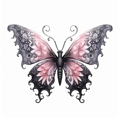 Premium Photo Butterfly With Pink Wings And Black Wings With Swirls