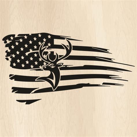 Usa Flag Deer Head Black Svg American Deer Flag Png Deer Hunt Flag Vector File Png Svg