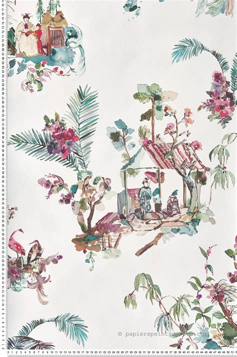 Papier Peint Toile Chinoise Multicolore Signature De Nina Campbell