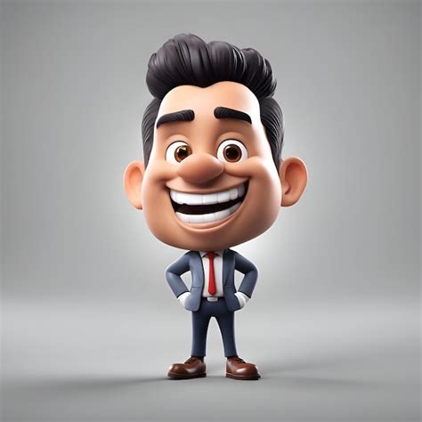 Ilustración en 3d de un hombre de negocios feliz con una sonrisa en la