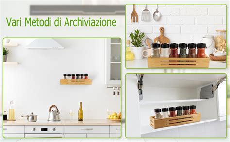 Saunnihen Bambù Porta Spezie Salvaspazio Per Cucina 2 Pezzi