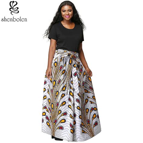 Women African Print Long Skirt Ankara Skirt Dashiki High Waist A