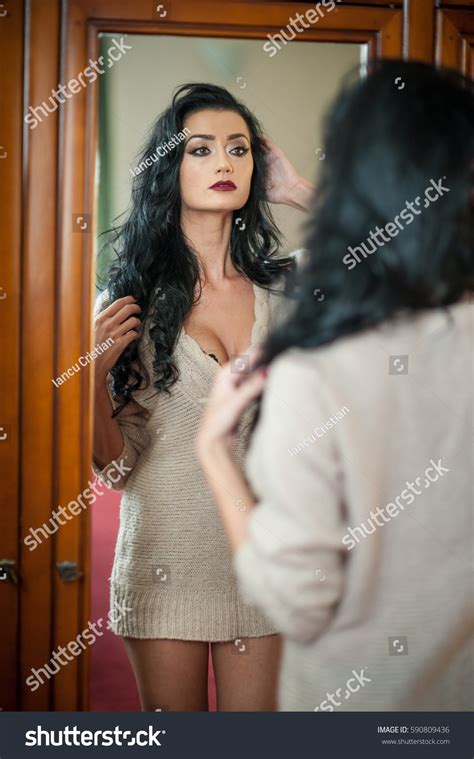 Attractive Sexy Brunette Half Naked Posing Stock Photo 590809436 Shutterstock