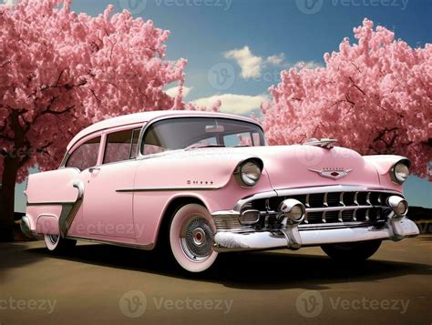 Classic car pink wallpaper generative ai 30867882 Stock Photo at Vecteezy