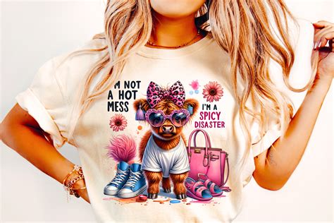 Funny Highland Cow PNG Hot Mess PNG Graphic By SushiDesignStore Creative Fabrica