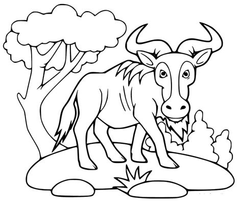 Wildebeest In The Wild Coloring Page Free Printable Coloring Pages