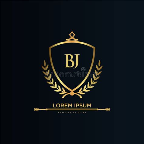 Bj Letter Initial With Royal Template Elegant With Crown Logo Vector