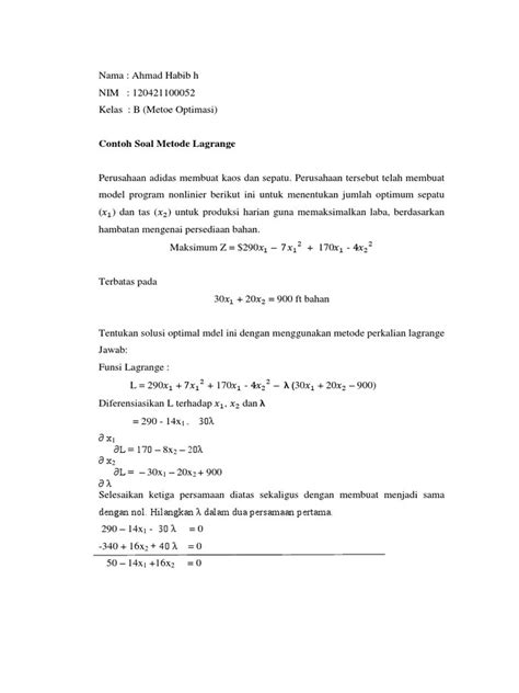 Yuk Pelajari 18 Jawaban Contoh Soal Fungsi Lagrange [terbaru] Catatan Aslimin