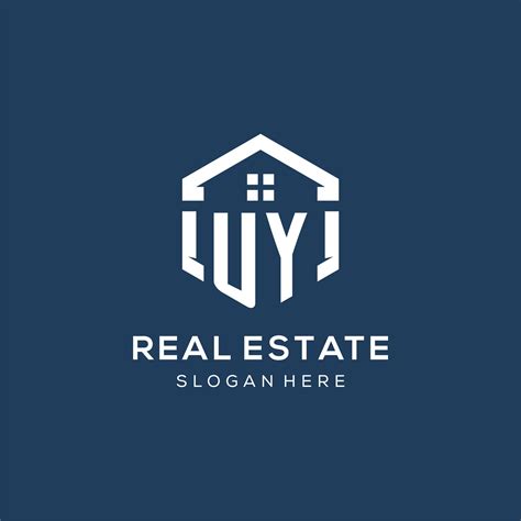 Letter Uy Logo For Real Estate With Hexagon Style Vector Art