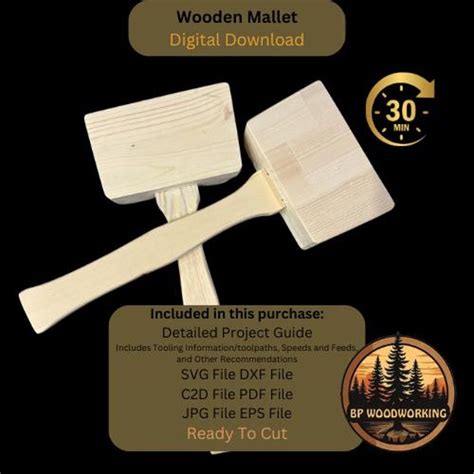 wooden mallet cnc files beginner project guide digital  etsy