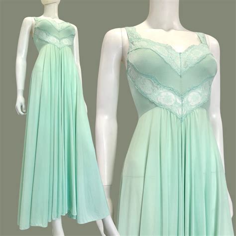 Vintage S Olga Bodysilk Full Sweep Seafoam Green Lingerie Nightgown Etsy