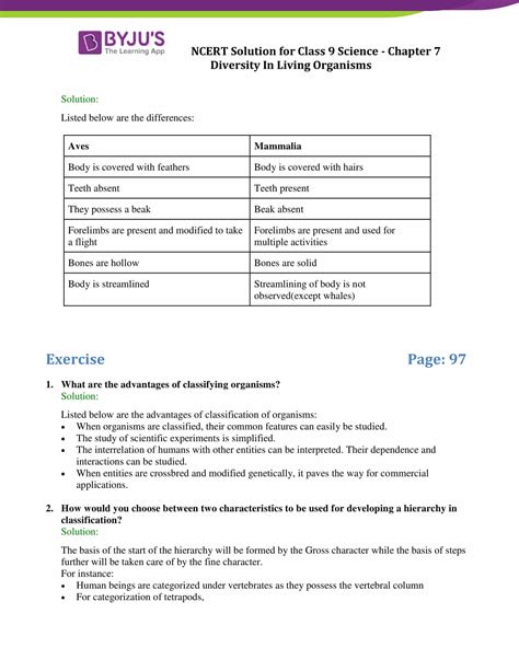 NCERT Solutions Class 9 Science Chapter 7 Diversity In Living Organisms