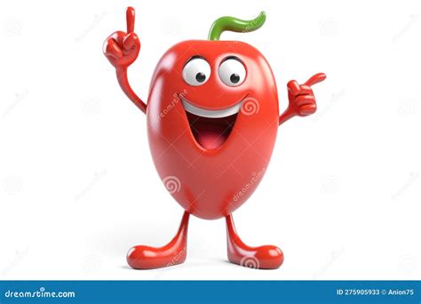 Funny Illustration Of Hot Cute Cartoon Red Jalapeno Generative Ai Stock Illustration