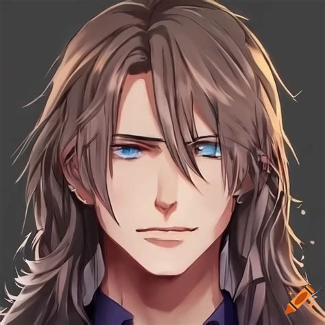 Anime Character With Long Brown Hair And Blue Eyes