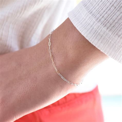 K White Gold Paper Clip Chain Bracelet K Gold Mm Paper Clip