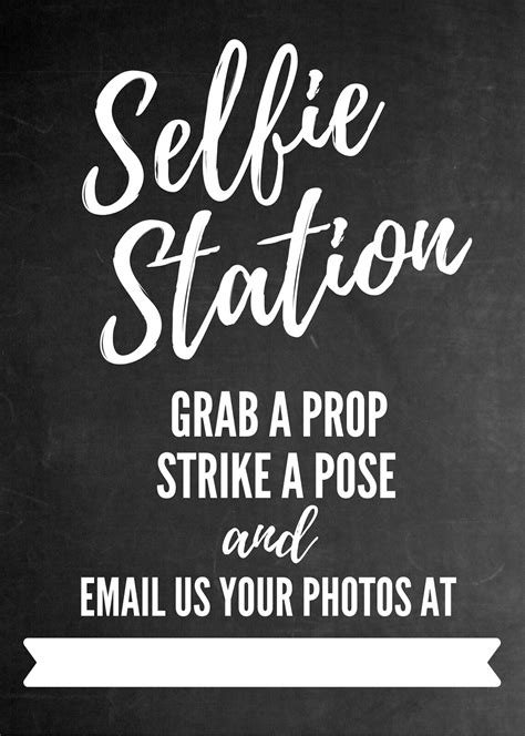 Printable Selfie Station Sign For Weddings Birthday S Bridal Showers