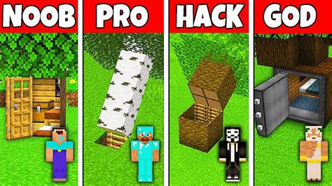 Minecraft Battle Noob Vs Pro Vs Hacker Vs God Inside Tree House Build Challenge In Minecraft