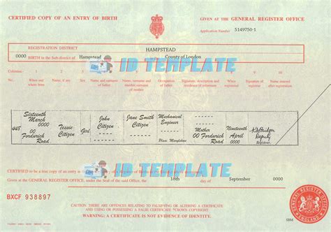 Birth Certificate Template Uk