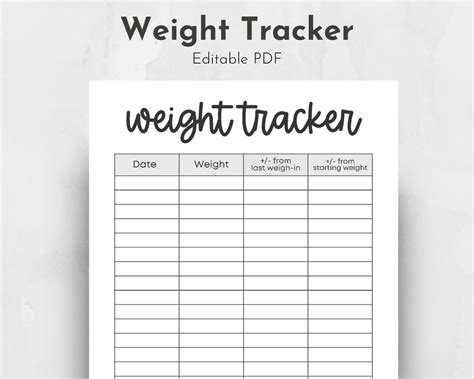 Printable Weight Tracker Weight Loss Tracker Template Weight Tracker Weight Loss Tracker