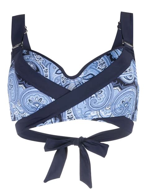 Marlies Dekkers Cache Coeur Paisley Print Push Up Bikini Top Blue