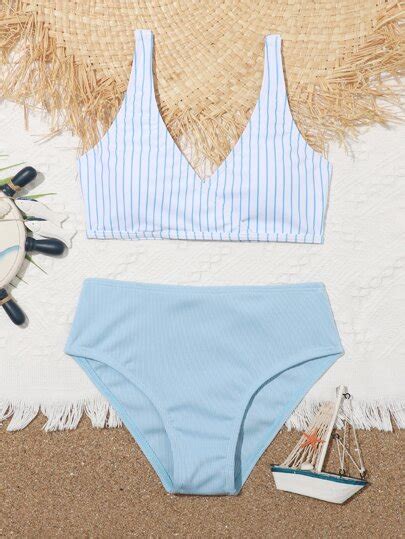 Search Blue And White Striped Bikini Shein Uk