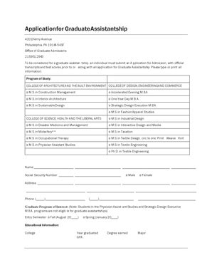 Fillable Online Philau Application For Graduate Assistantship