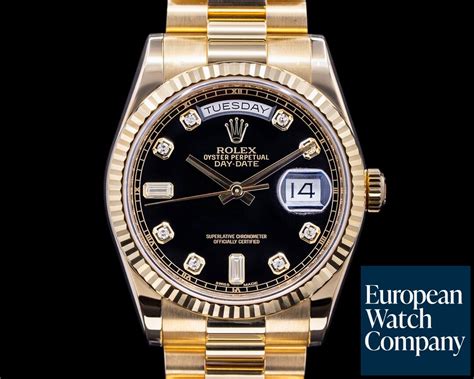 Rolex 118238 Day Date President 118238 Black Diamond Dial 18k Yellow Gold 45719 European