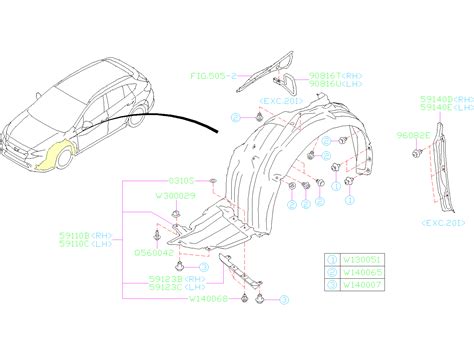 2019 Subaru Crosstrek Premium Plus W Eyesight Fender Insulator Right Lower 59140fl000